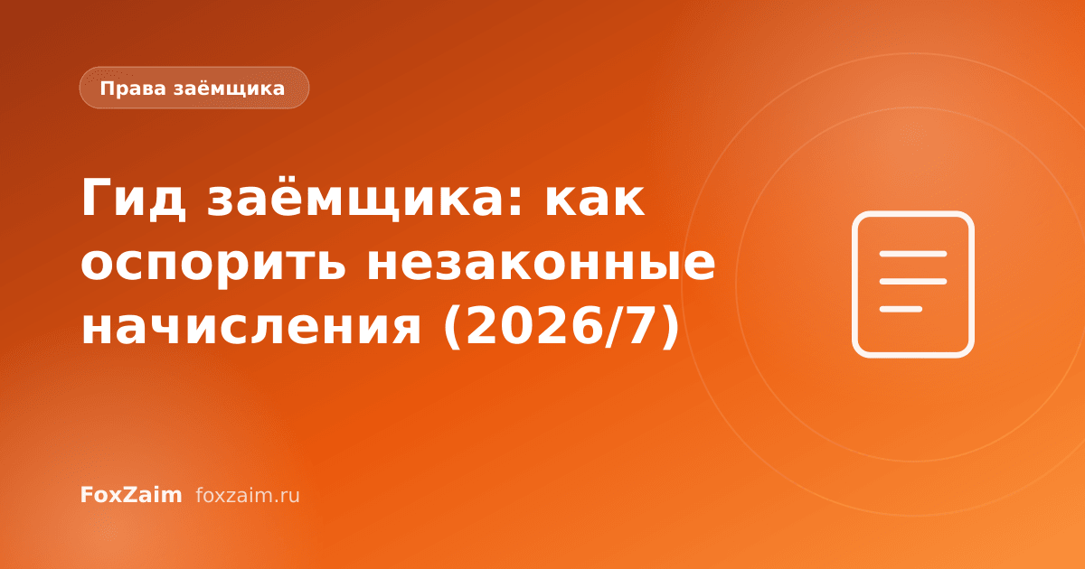 Гид заёмщика: как оспорить незаконные начисления (2026/7)